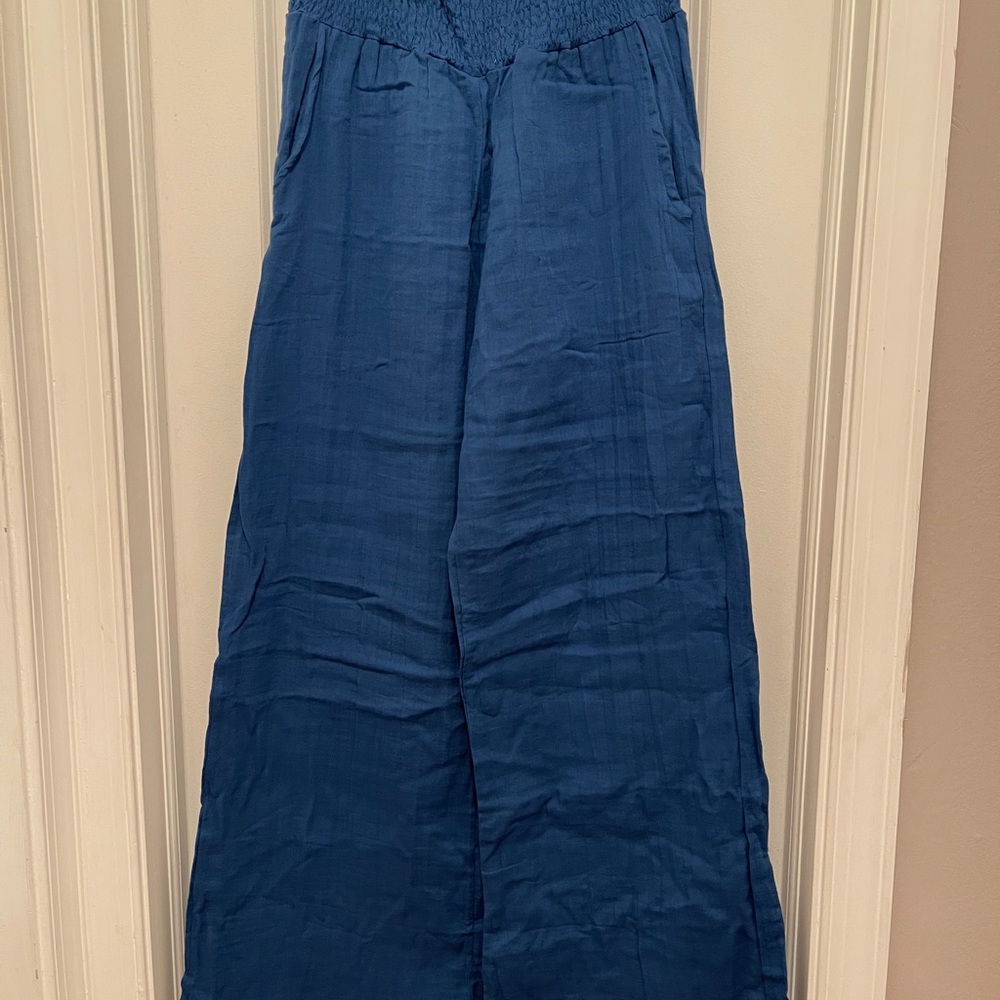 Lotus and Luna Cotton Blue Wide-Leg Pants